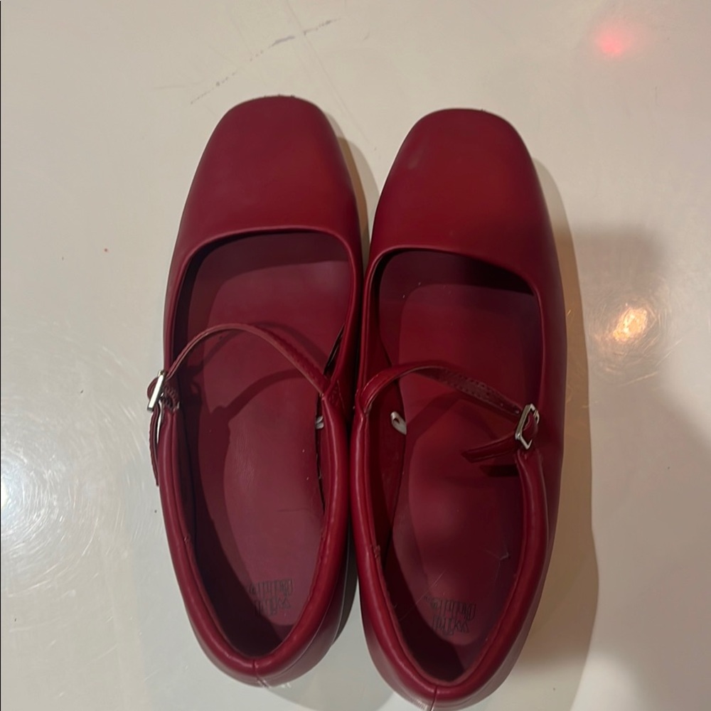 Target Red Square-Toe Mary Jane Flats